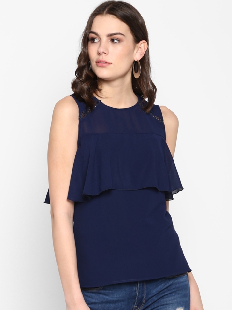 

Lady Stark Women Navy Blue Solid Tiered Top