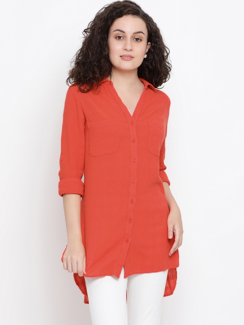 

Oxolloxo Women Orange Regular Fit Solid Casual Shirt