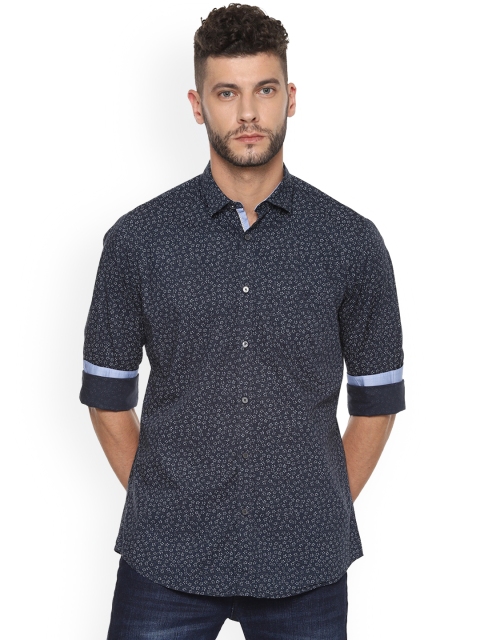 

Van Heusen Sport Men Navy Blue & Grey Slim Fit Printed Casual Shirt