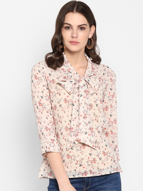 

Lady Stark Women Beige Floral Print A-Line Top
