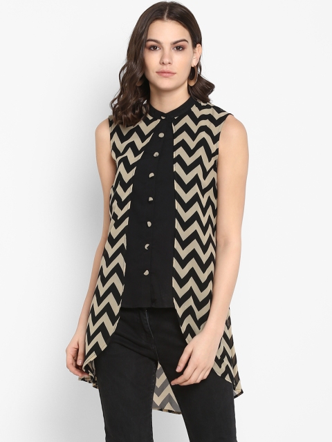 

Lady Stark Women Black Striped Shirt Style Top