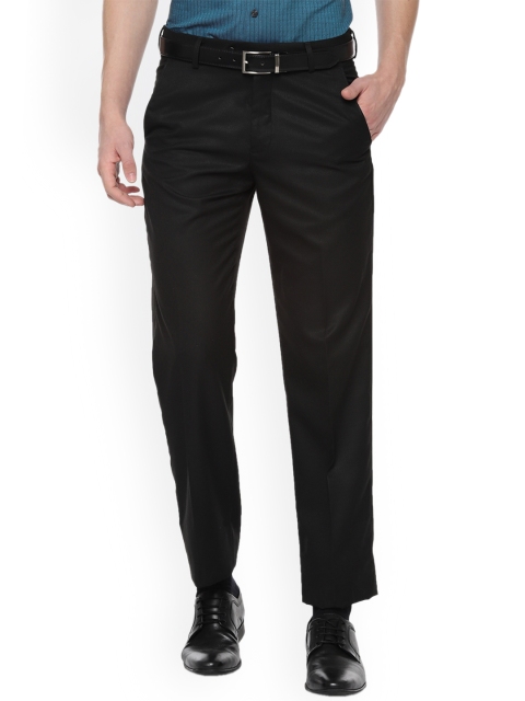 

Van Heusen Men Black Custom Loose Fit Self Design Formal Trousers
