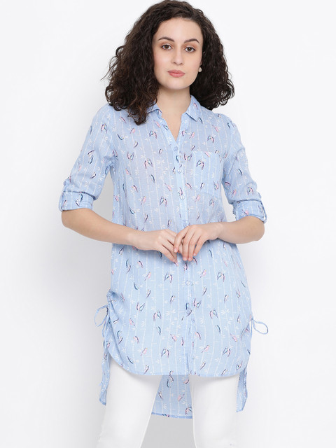 

Oxolloxo Women Blue Regular Fit Printed Casual Shirt