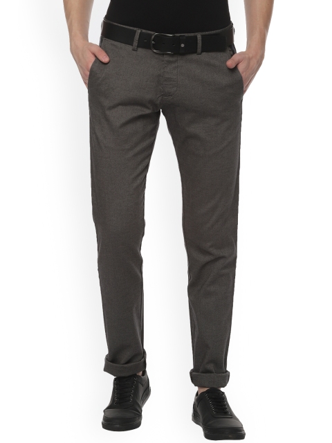 

Allen Solly Men Charcoal Grey Slim Fit Self Design Regular Trousers