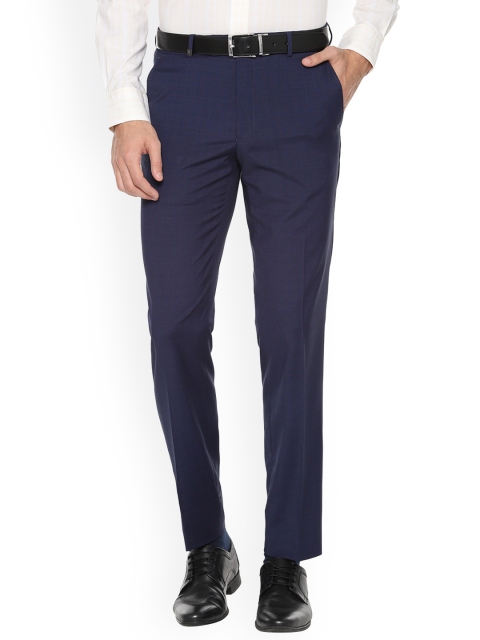 

Van Heusen Men Blue Slim Fit Checked Formal Trousers