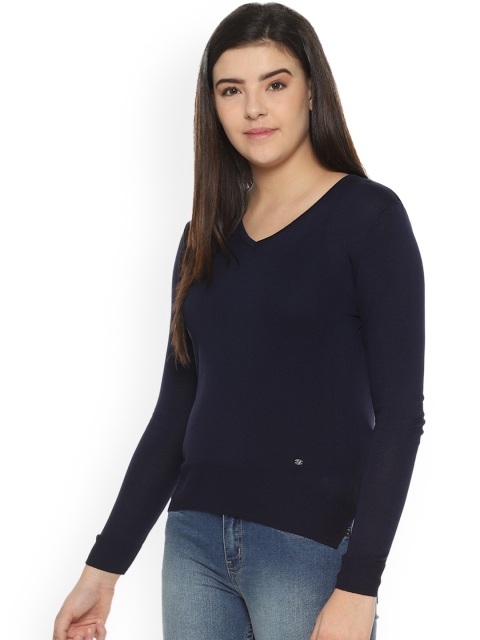 

Allen Solly Woman Navy Blue Self Design Top