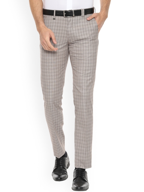 

Van Heusen Men Grey Ultra Skinny Fit Checked Formal Trousers