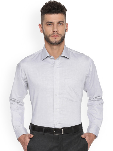 

Van Heusen Men Grey Custom Boxy Self Design Formal Shirt