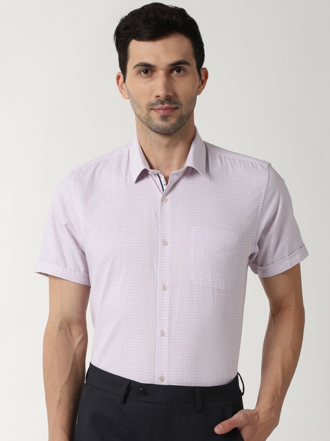 

Peter England Men White Tight Slim Fit Checked Formal Shirt