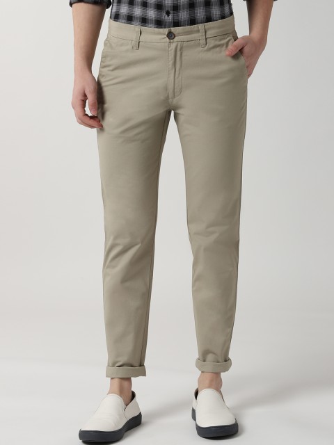 

Peter England Casuals Men Cream-Coloured Super Skinny Fit Solid Regular Trousers