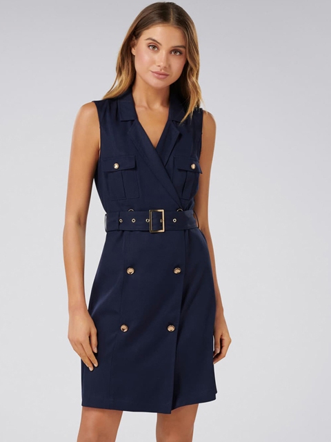 

Forever New Women Navy Blue Wrap Shirt Dress