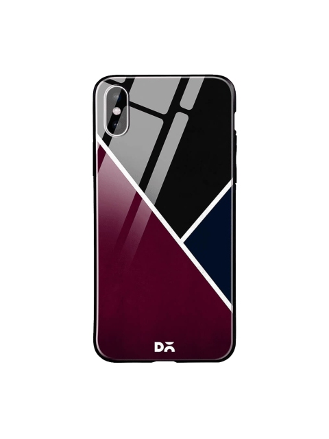 

DailyObjects Maroon & Black iPhone X Glass Case Cover
