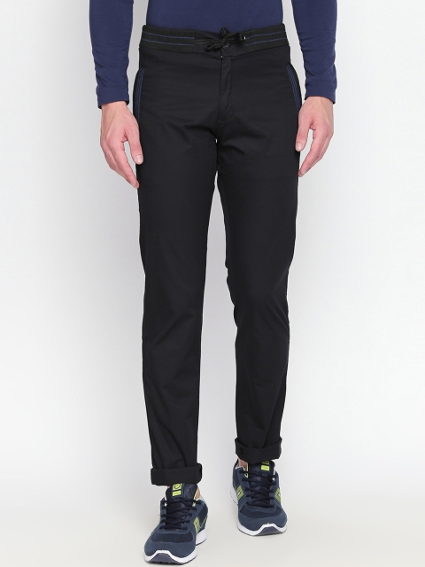 

beevee Men Black Straight Fit Solid Regular Trousers