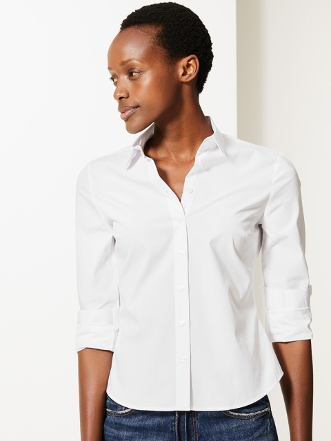 

Marks & Spencer Women White Solid Shirt Style Top