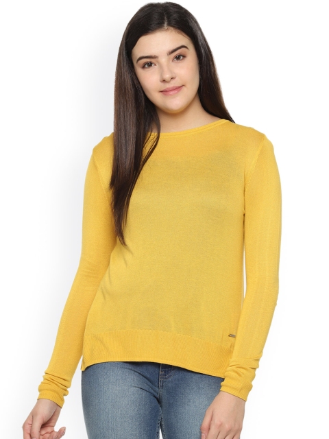 

Van Heusen Woman Yellow Solid Top