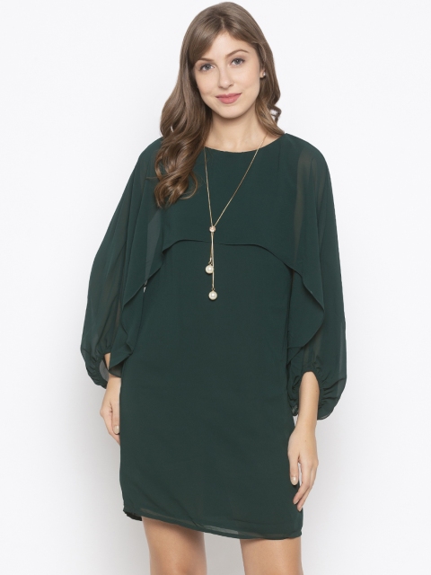 

Iti Women Green Solid Sheath Dress