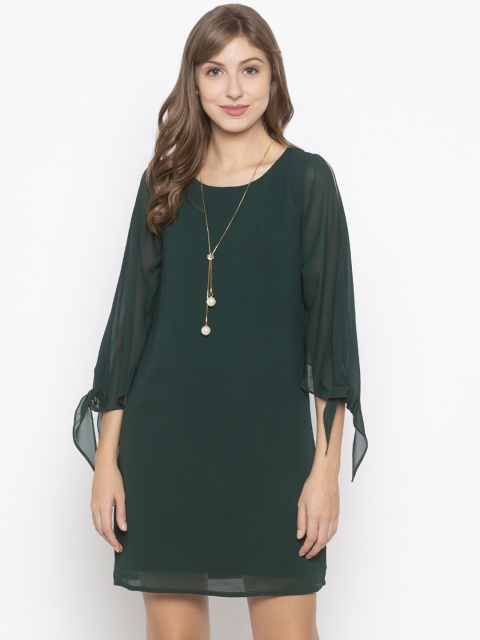 

Iti Women Green Solid Sheath Dress