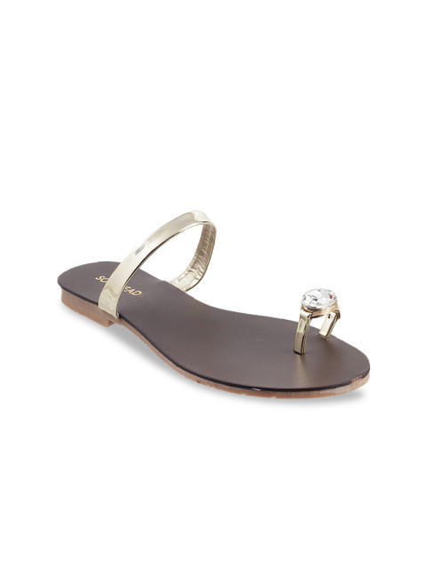 

SOLE HEAD Women Gold-Toned Solid One Toe Flats