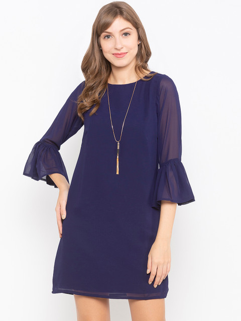 

Iti Women Navy Blue Solid Sheath Dress