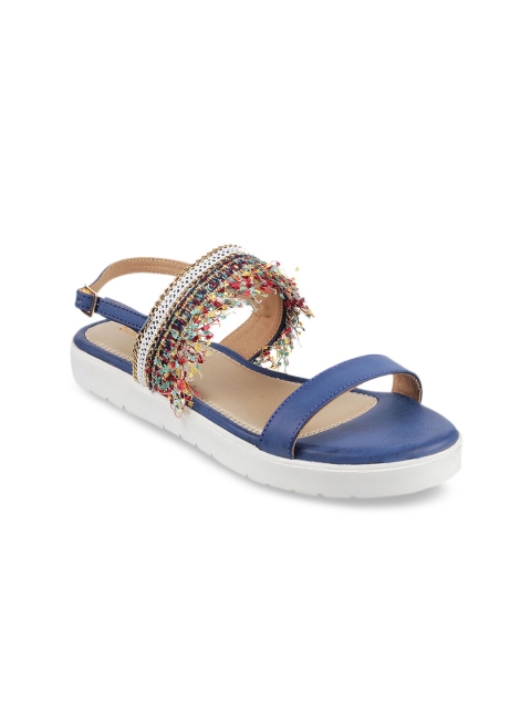 

SOLE HEAD Women Blue Woven Design Heels