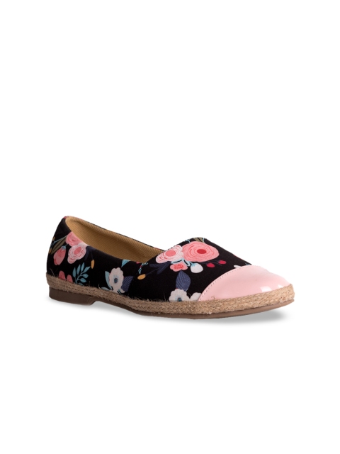

Kraft Cellar Women Pink & Black Printed Canvas Ballerinas