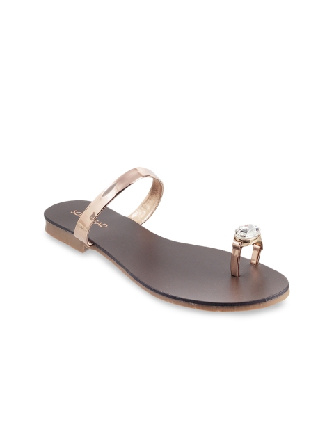 

SOLE HEAD Women Rose Gold Solid One Toe Flats