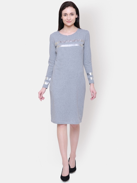 

Yaadleen Women Grey Solid T-shirt Dress