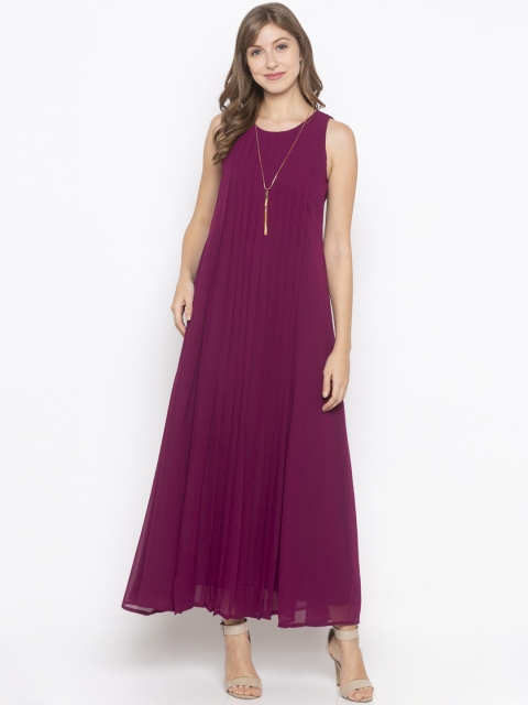 

Iti Women Purple Solid Maxi Dress