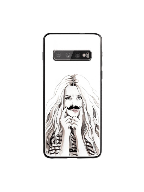 

DailyObjects White & Black Samsung Galaxy S10 Glass Case Cover