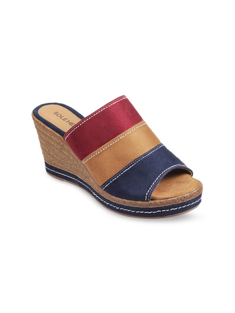 

SOLE HEAD Women Maroon & Brown Colourblocked Heels