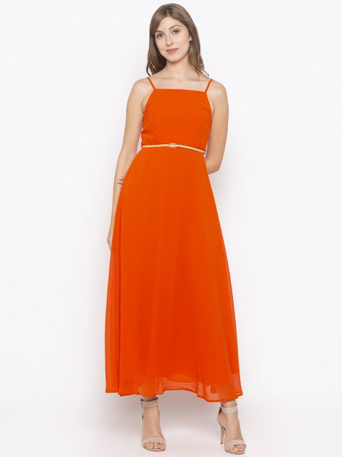 

Iti Women Orange Solid Maxi Dress