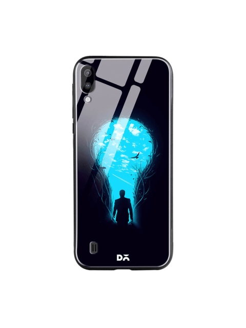 

DailyObjects Black & Blue Samsung Galaxy M10 Glass Case Cover