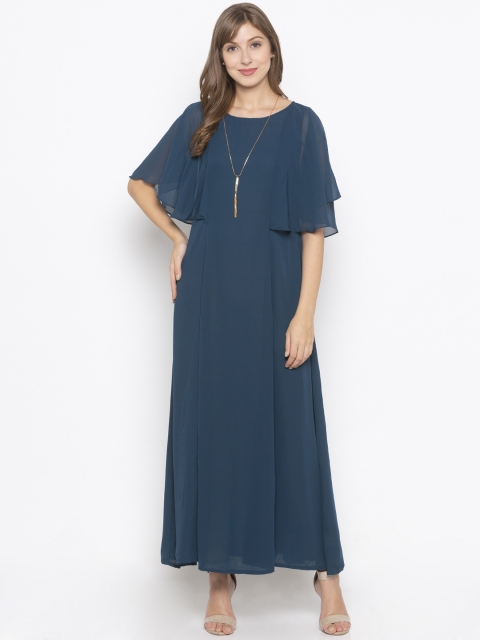 

Iti Women Teal Blue Solid Maxi Dress