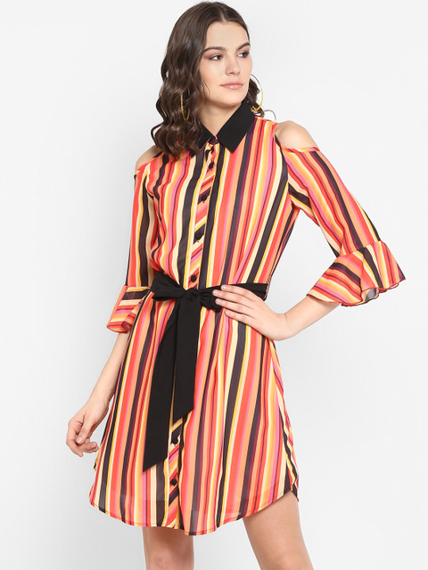 

Lady Stark Women Multicoloured Striped Shirt Dress, Multi