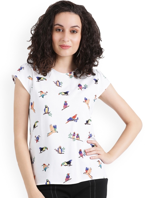 

Zink London Women White Printed A-Line Top
