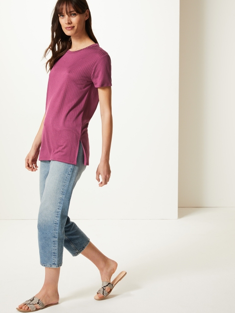 

Marks & Spencer Women Purple Solid Top