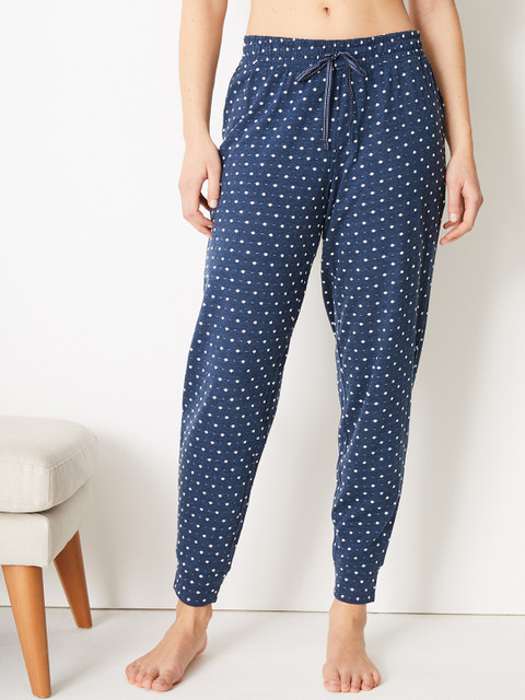 

Marks & Spencer Women Navy Blue Polka Dot Pyjamas