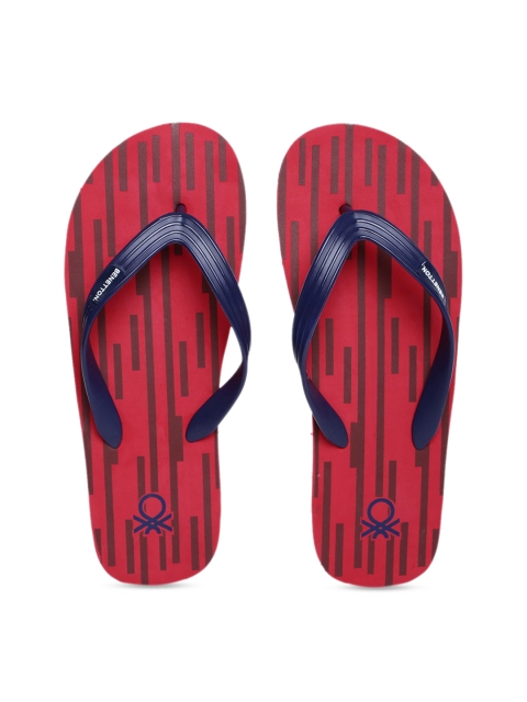 

United Colors of Benetton Men Navy Blue & Red Printed Thong Flip-Flops