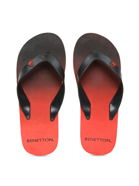 

United Colors of Benetton Men Black & Red Colourblocked Thong Flip-Flops