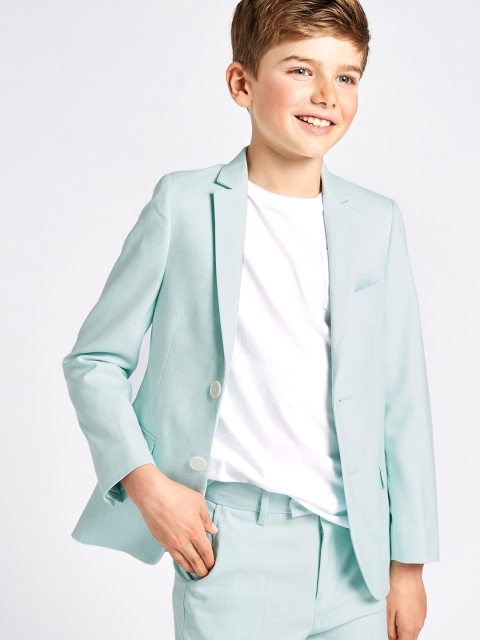 

Marks & Spencer Boys Green Solid Single-Breasted Blazer