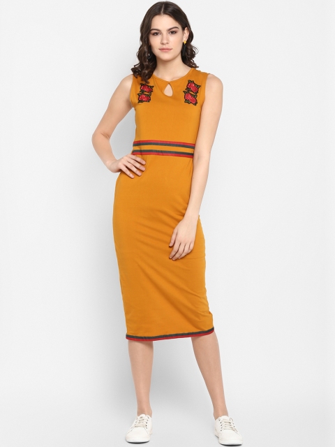 

Lady Stark Women Mustard Yellow Solid Sheath Dress