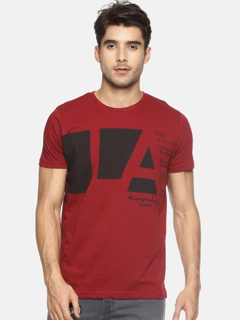 

Masculino Latino Men Red Printed Round Neck T-shirt