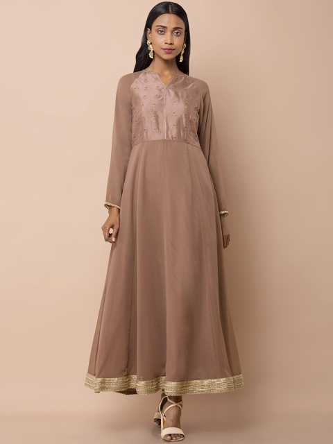 

INDYA Women Pink Printed Maxi Dress