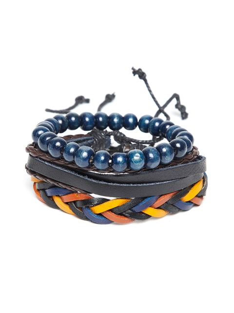 

Alvaro Castagnino Men Set of 3 Leather Wraparound Bracelets, Multi