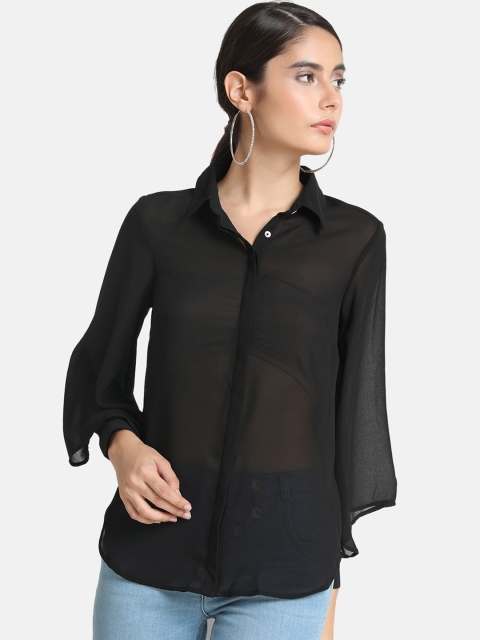 

Kazo Women Black Regular Fit Solid Casual Shirt