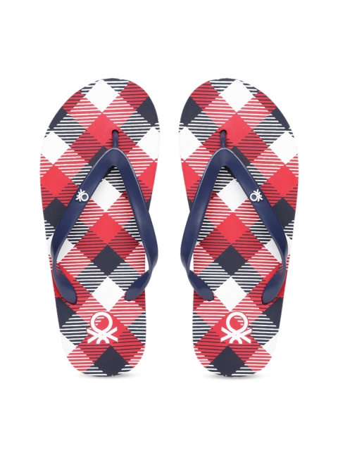 

United Colors of Benetton Men Navy Blue & Red Printed Thong Flip-Flops