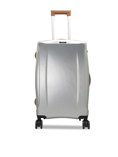 

ZEVOG Silver-Toned Solid Holiday Road Hard-Sided Cabin Trolley Suitcase