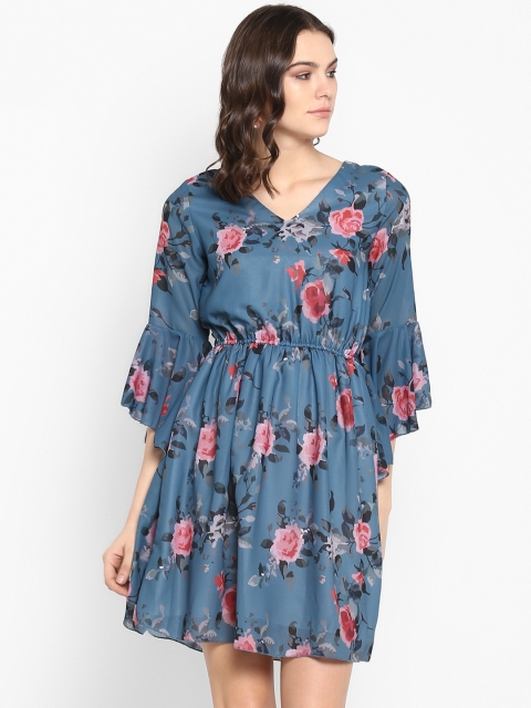 

Lady Stark Women Blue & Pink Floral Printed Blouson Dress