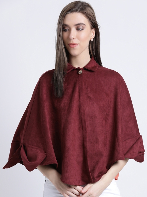

Kazo Women Maroon Solid Cape Jacket