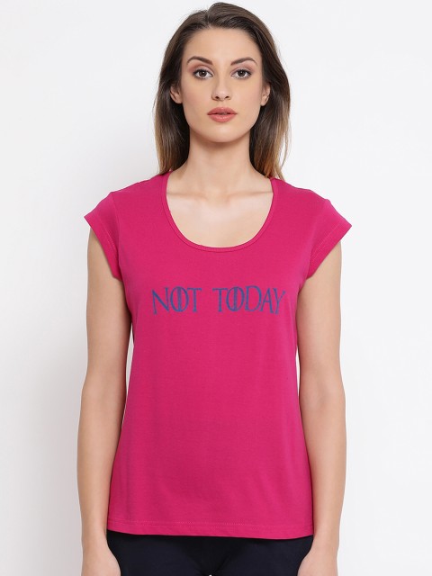 

Clovia Women Pink Printed Lounge T-Shirt